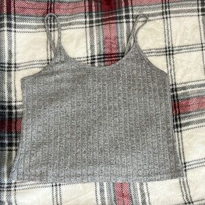 Gray Ribbed Crop Camisole